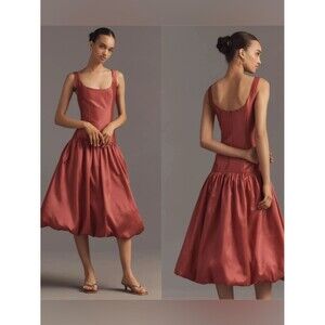 Hutch Natalia Scoop-Neck Drop-Waist Bubble-Hem Midi Dress, Anthropologie Sz 12